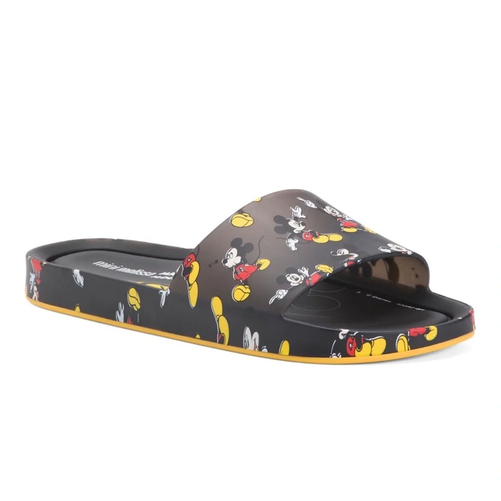 MINI MELISSA Unisex Black Beach Slide III Mickey‎ & Fiends Sandals Size 2 KIDS